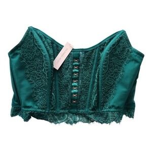 Victoria's Secret Lace Strapless Corset Top M‎ Green Feminine Romantic Festival
